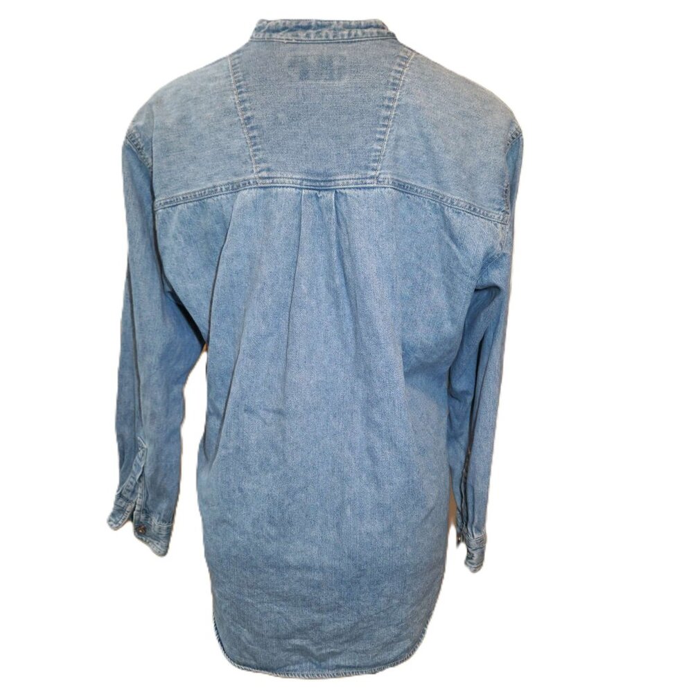❤️ 4/$20 Standard Blues jean button-up top Women's large Y2K Cotton Pockets - Picture 13 of 15